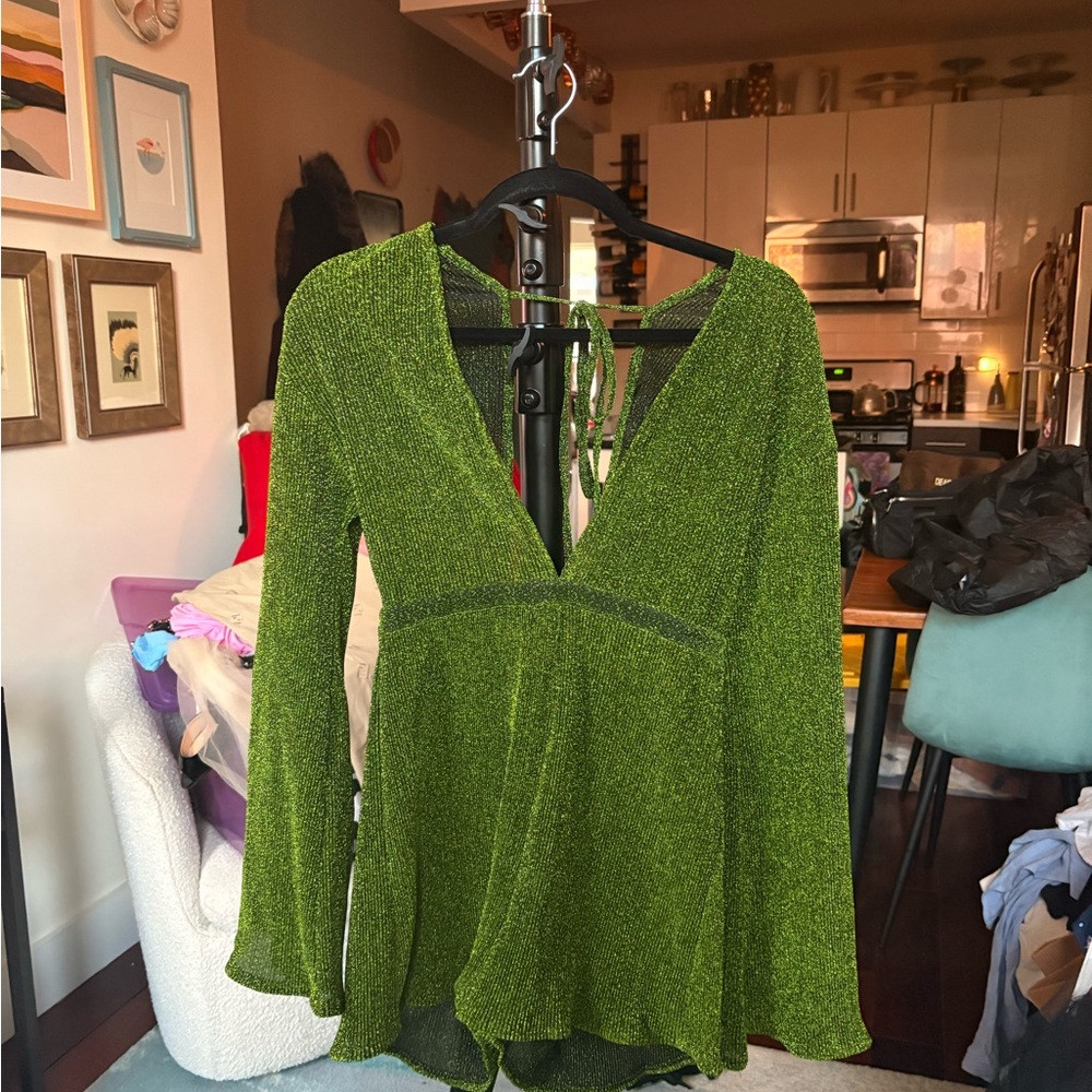 Green V-Neck Jumpsuit
